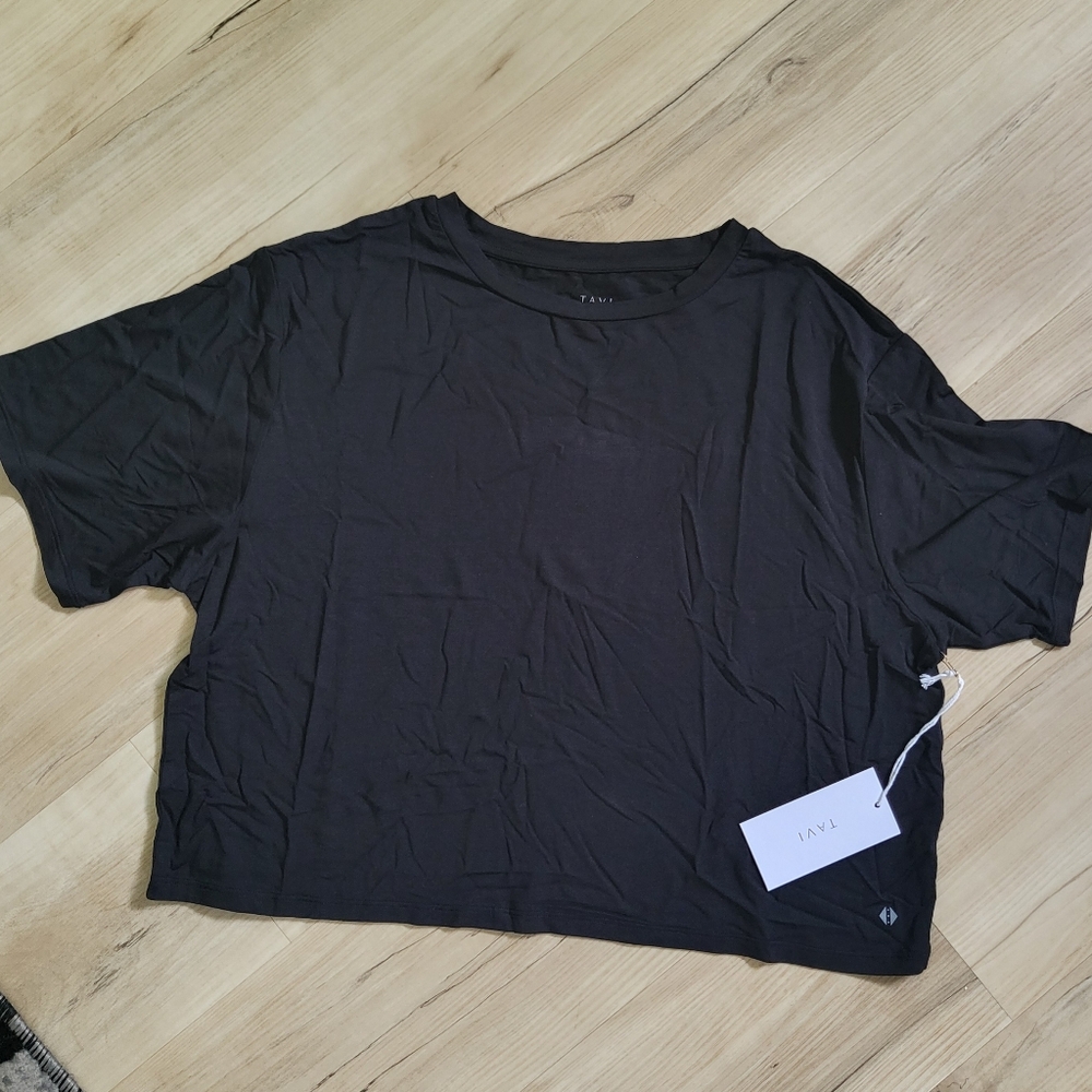 Women's Black Short Sleeve Crop Top